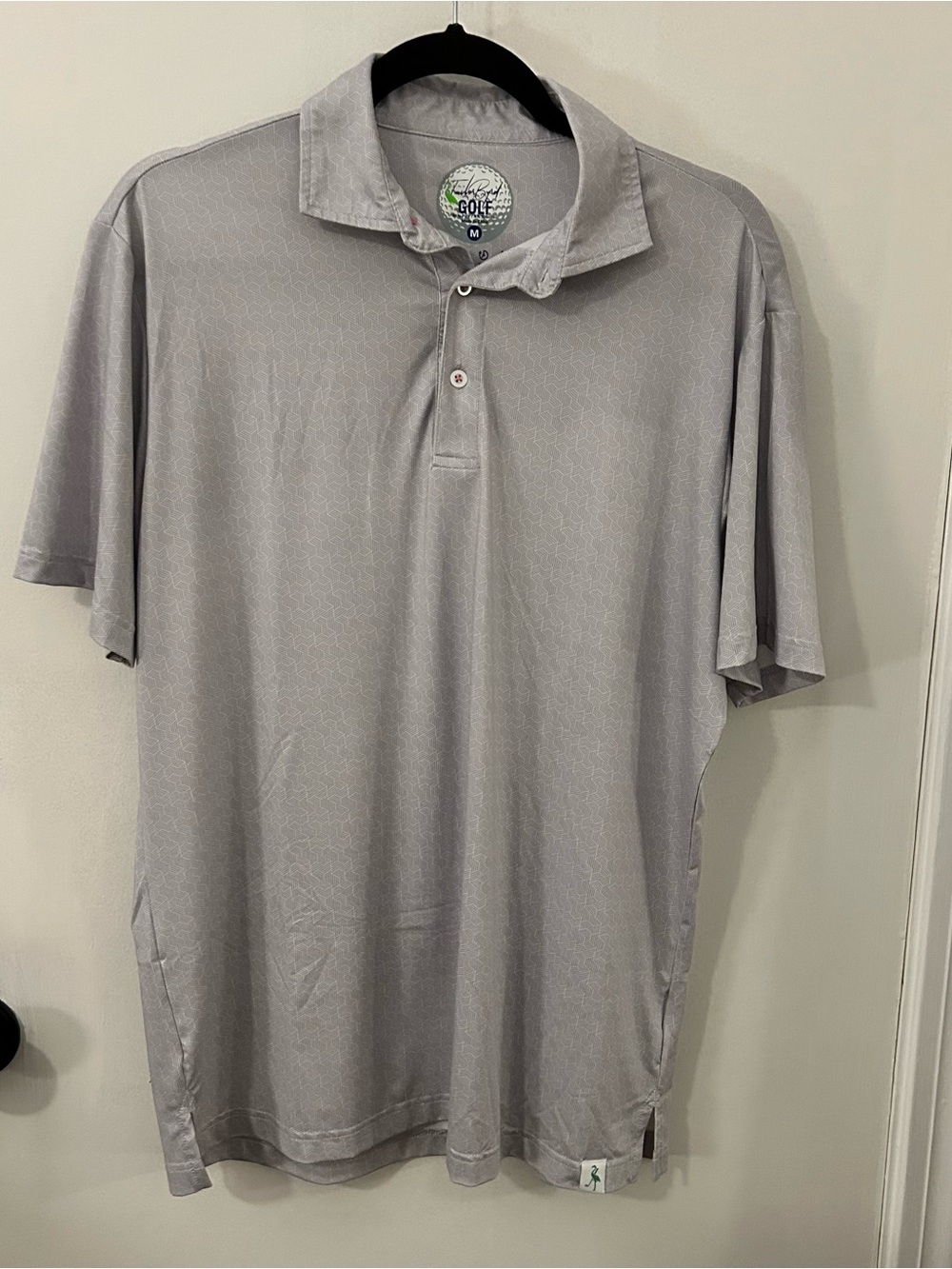TailorByrd Men’s Performance Golf Polo Shirt Medium Gray Geometric Short Sleeve